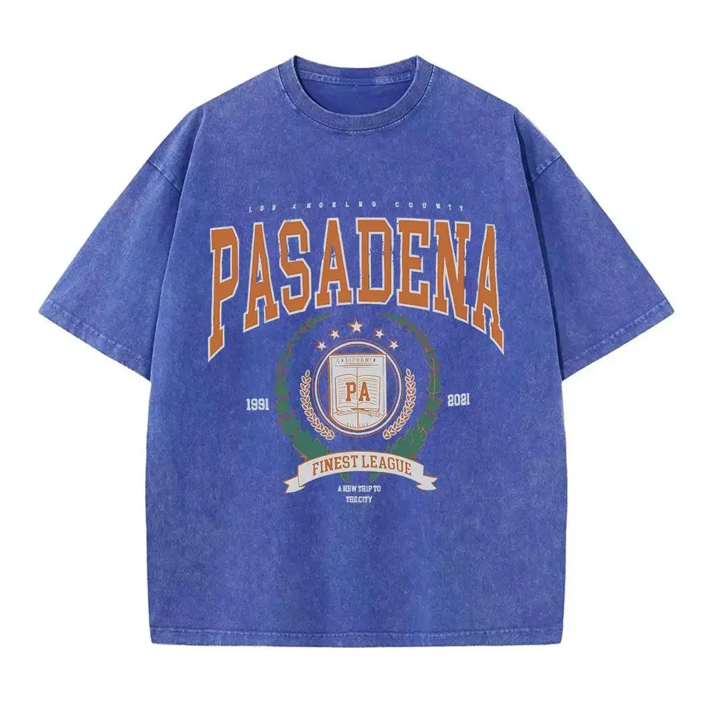 Summer Unisex Washed Cotton T-shirt with Fashionable Design and Printed Top Loose and Worn Round Neck Streetwear
