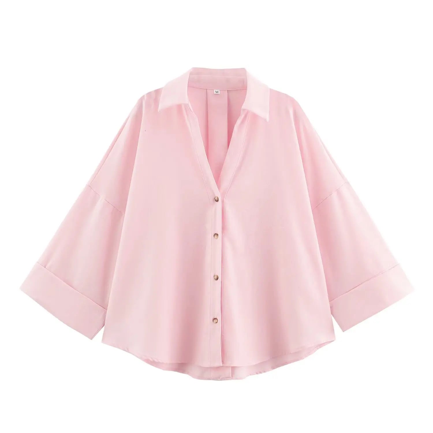 Women's Wide Short Sleeve Collared Button Front Shirt