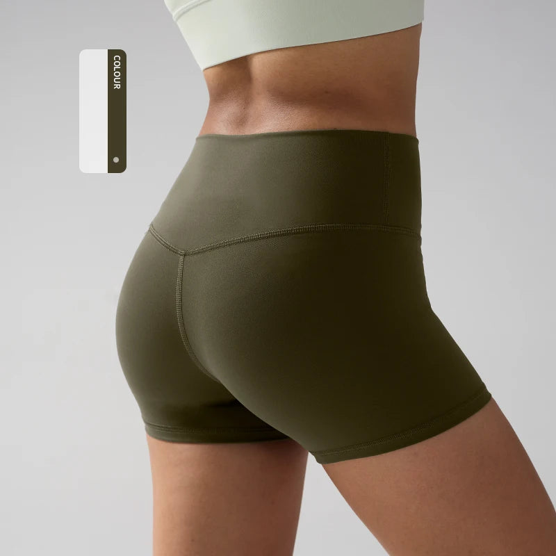 Women's High Waist Nylon Blend Shorts for Yoga and Fitness