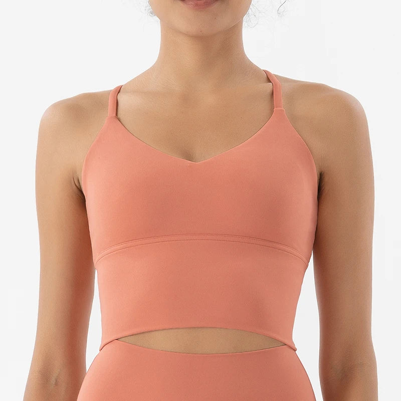 Women's V Neck Cross Back Longline Tank Top