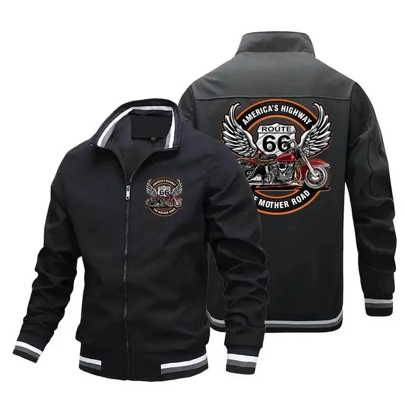 Men's Graphic Zip-Front Long-Sleeve Casual Jacket