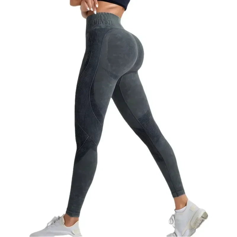 Women's High-Waist Washed-Look Stretch Knit Yoga Leggings