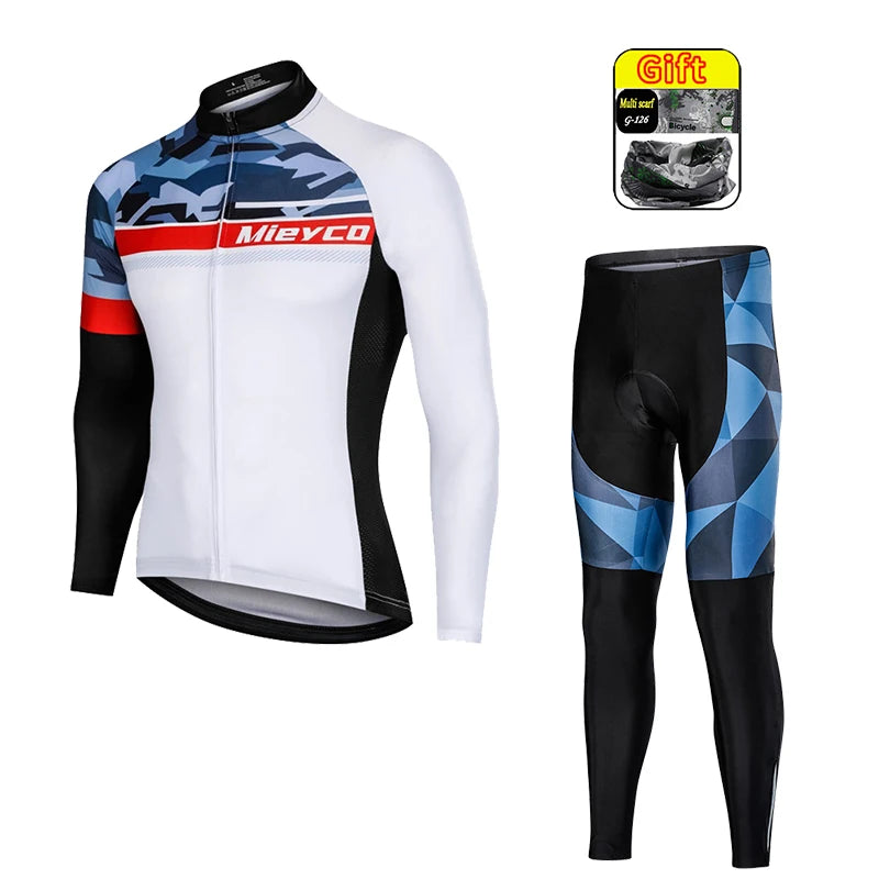 Men Autumn Long Sleeve Cycling Jersey Set MTB Mountain Bike Sportswear Slim Fit