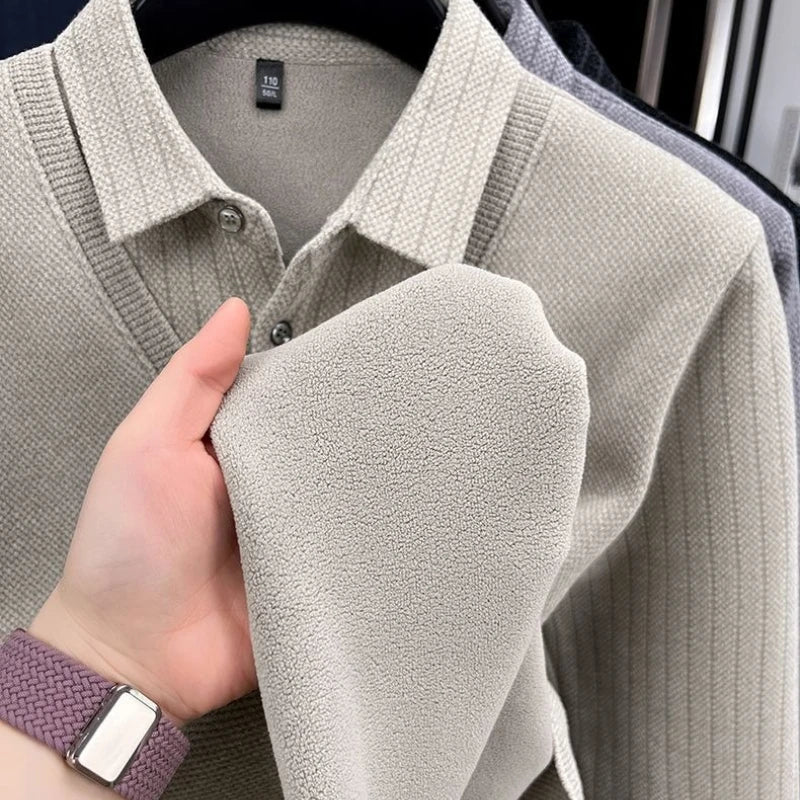Men's Polo Collar Long Sleeve Knit Sweater
