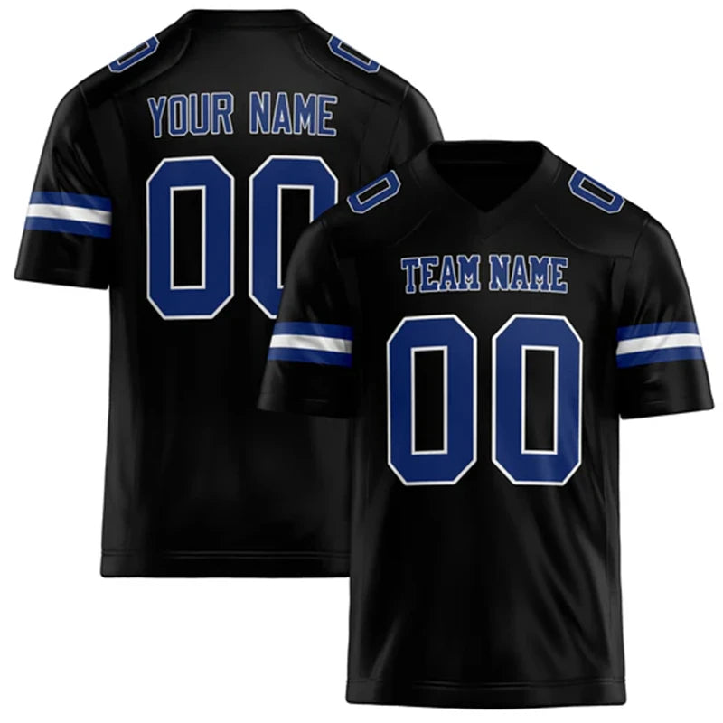 Black Number Football Short Sleeve Jersey For Sports Outfits