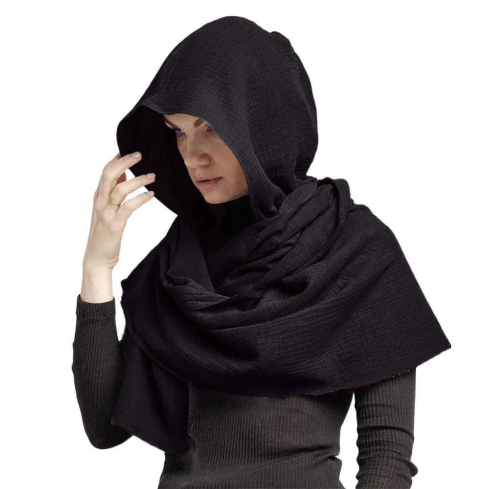 Hooded Draped Cowl Scarf for Layering over Outfits