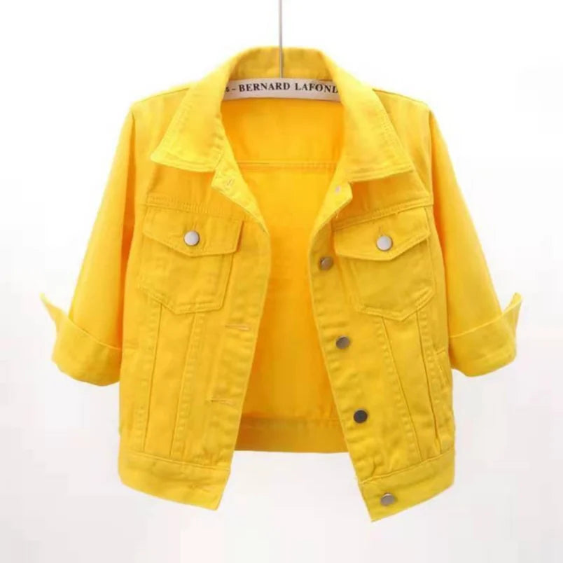 Women's Cotton Denim Three-Quarter-Sleeve Jacket