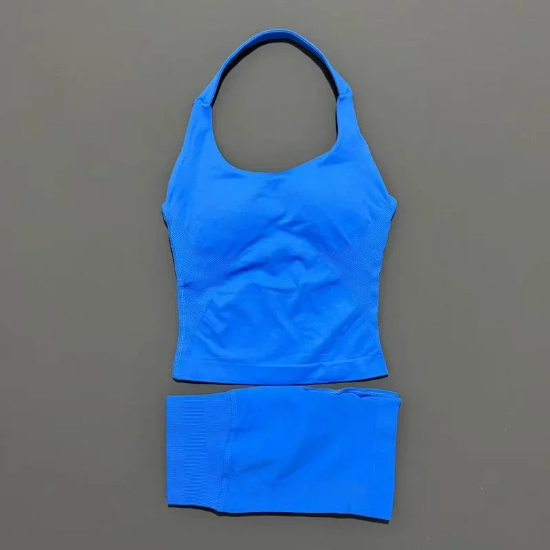 Women's Halter Tank And Shorts Yoga Set For Workout Outfits