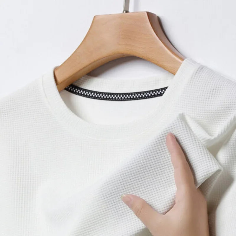 Men’s Waffle-Texture Crew-Neck T-Shirt