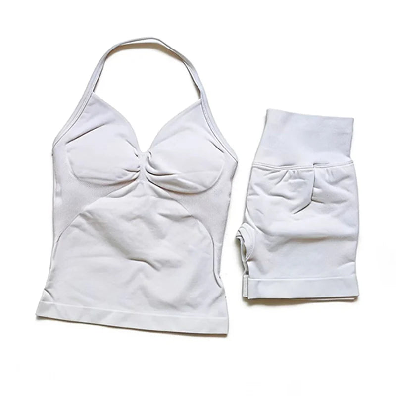 Women's Halter Tank And Shorts Yoga Set For Workout Outfits