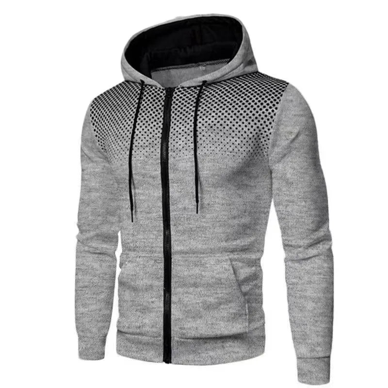 Men's Zip-Front Drawstring Hooded Casual Jacket