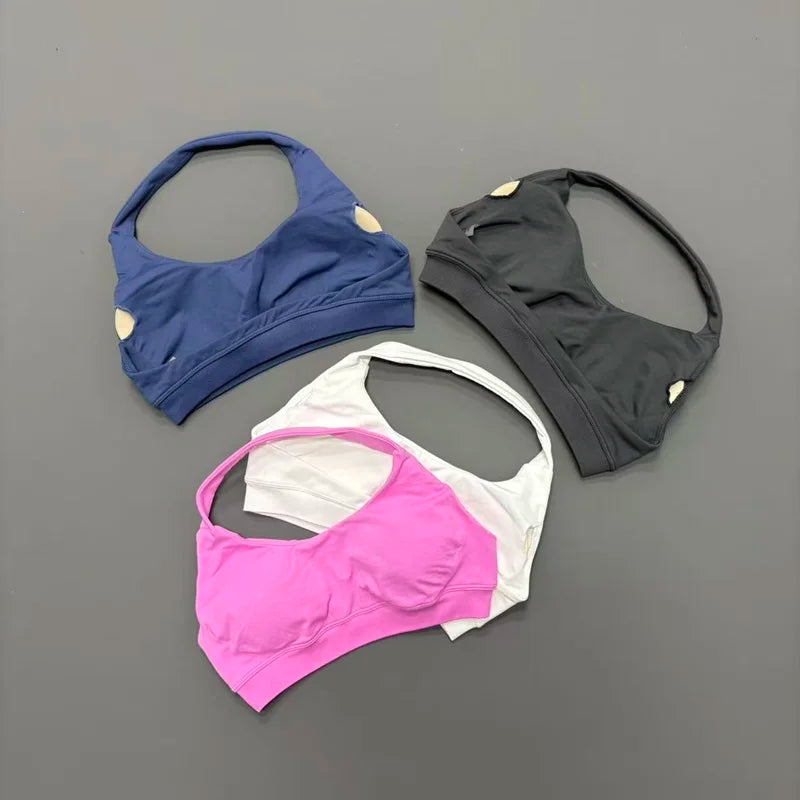 Women's Ruched Halter Neck Sports Bra
