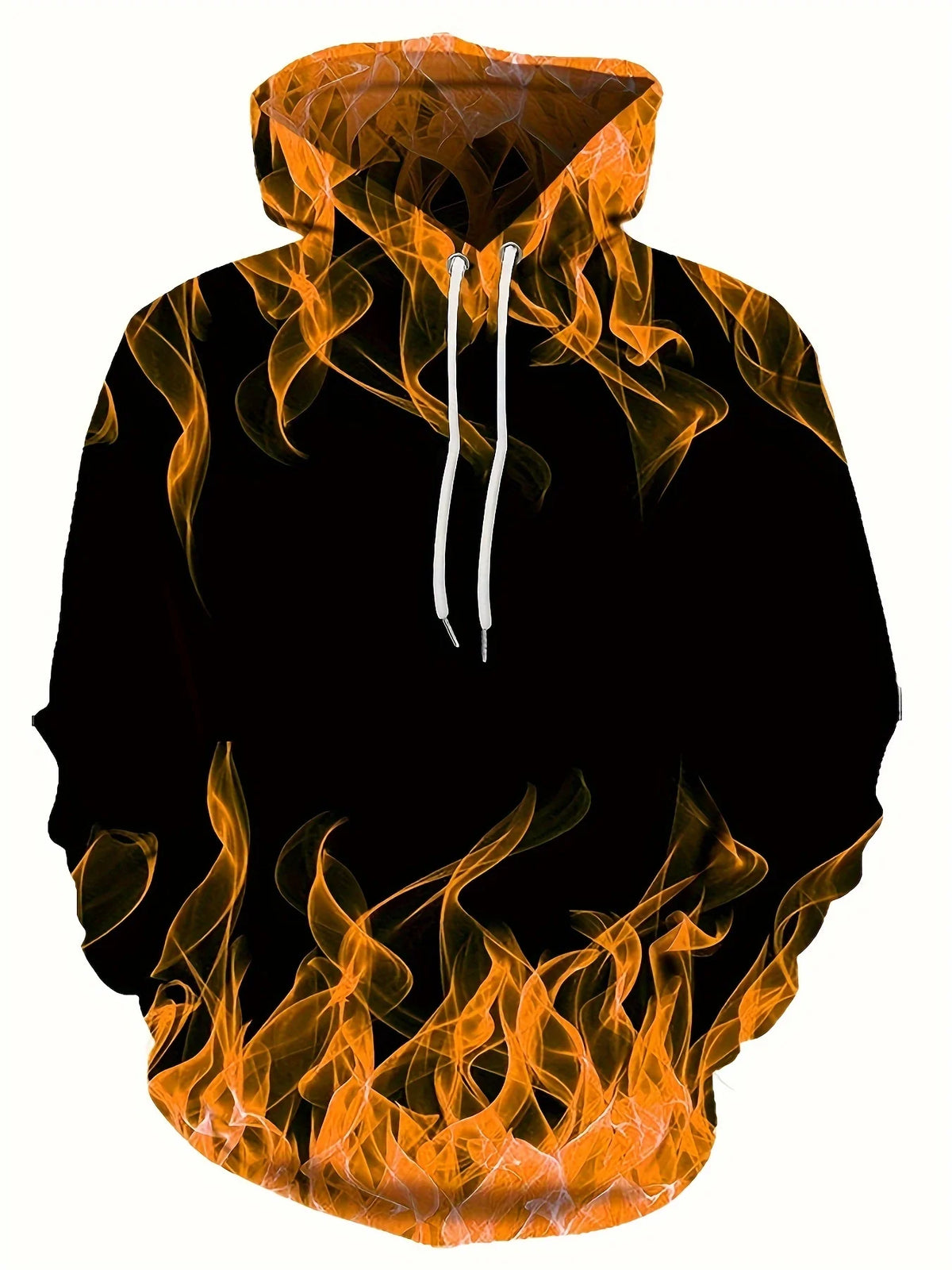 Men's Flame-Print Long-Sleeve Pullover Hoodie
