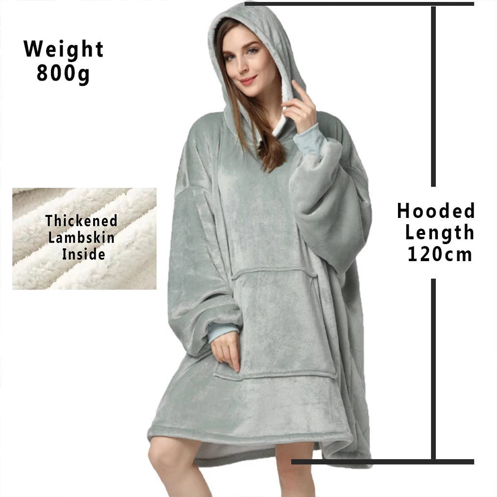 Oversized Fleece Blanket Hoodie with Original Long and Short Styles