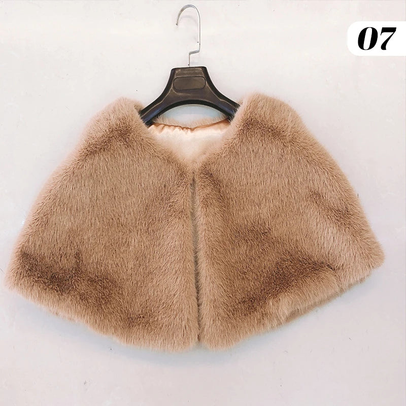 Plush Short Bridal Cape for Layering over Outfits
