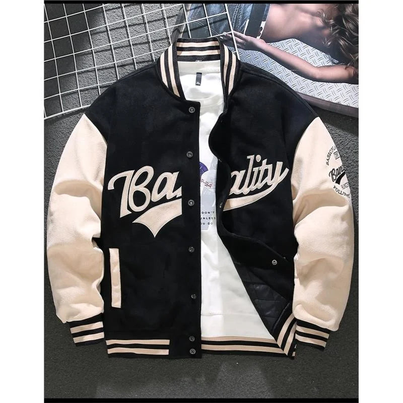Long Sleeve Casual Streetwear Jacket with Front Closure and Pockets
