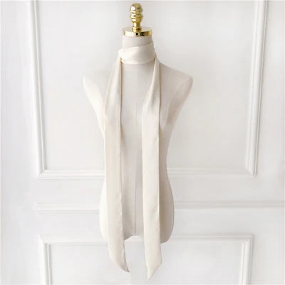 Solid Long Narrow Ribbon Scarf with Pointed Ends