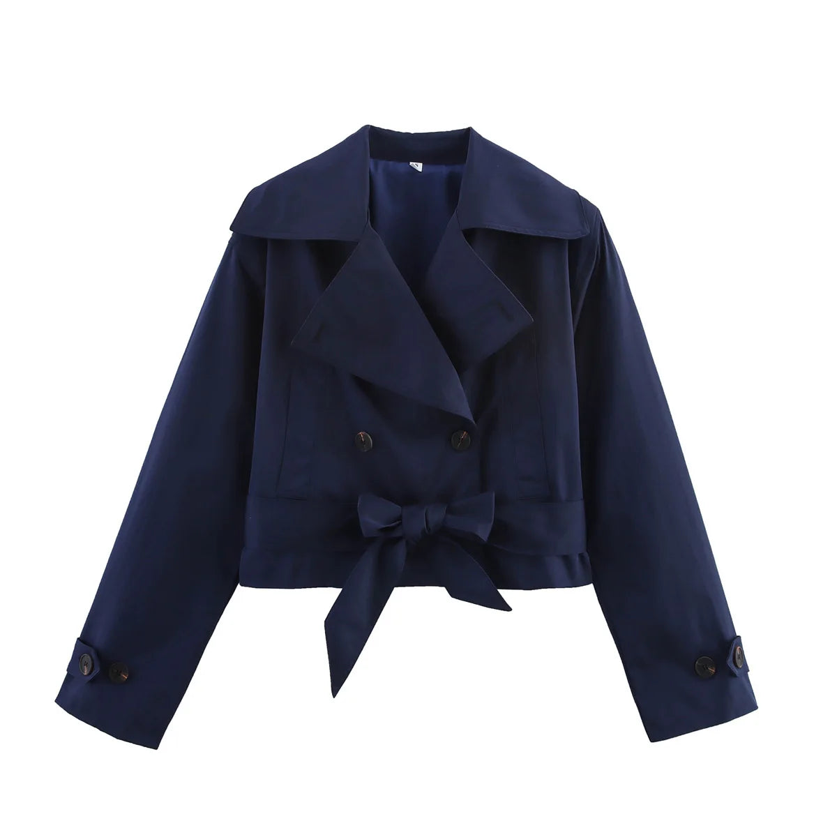 Women's Short Double-Breasted Belted Trench Jacket
