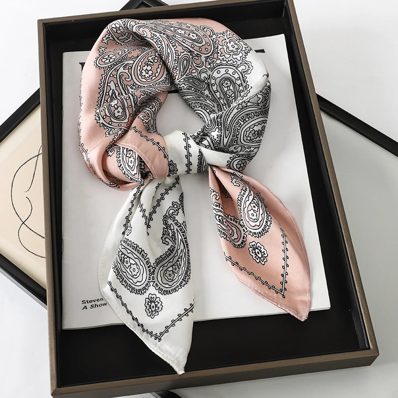 Ornate Print Square Scarf with Decorative Border Patterns