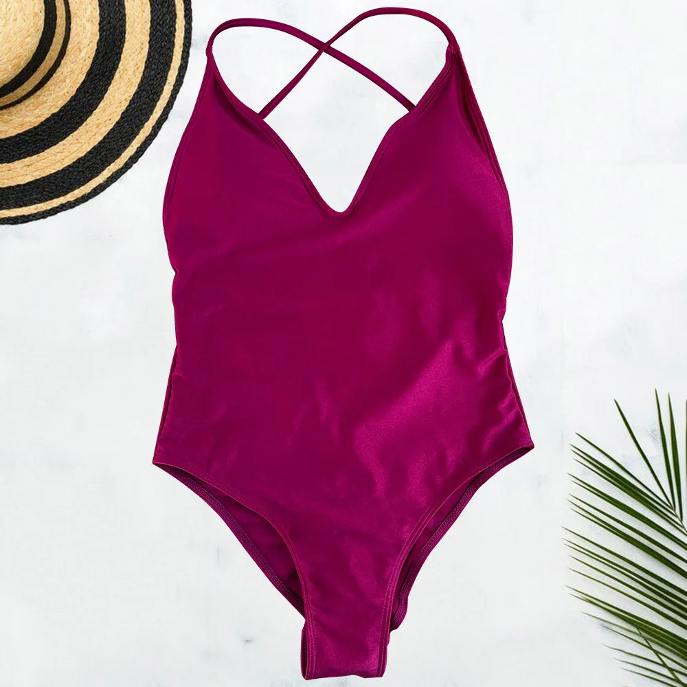 Plus Size Solid One-Piece Swimsuit