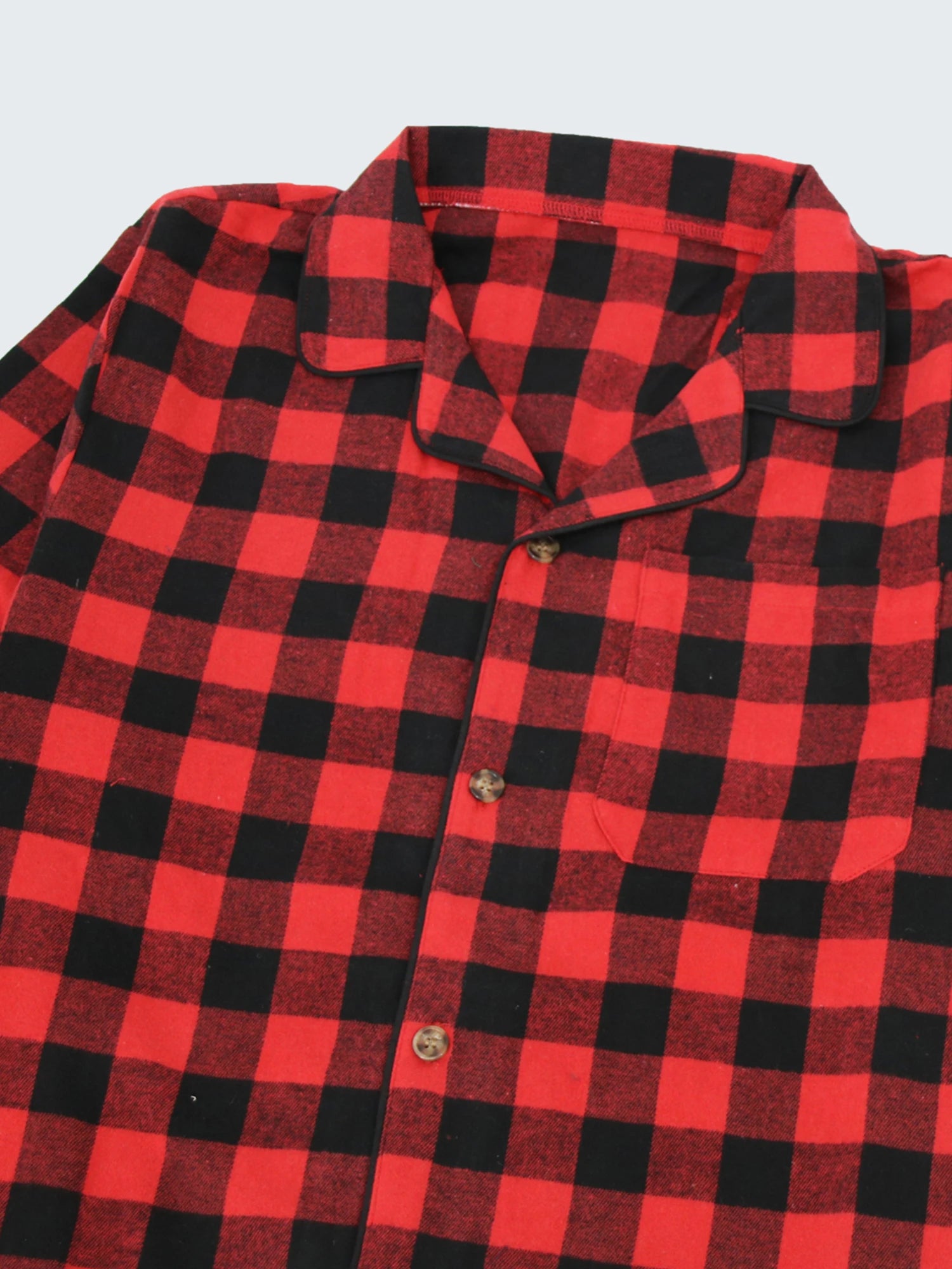 Men's Plaid Button Front Long Sleeve Shirt and Pants Pajama Set