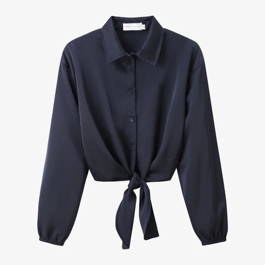 Women's Tie Front Satin Look Shirt and Dress Selection
