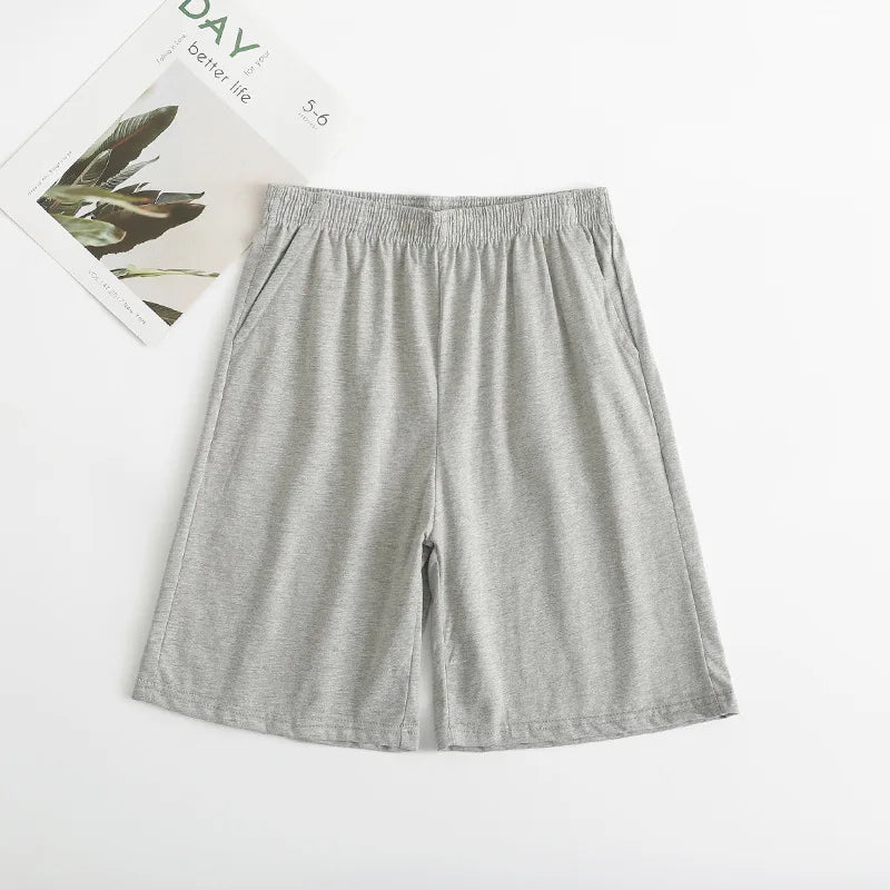 Men's Solid Elastic Waist Straight Leg Lounge Sleep Shorts