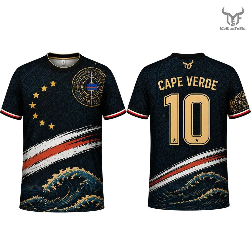 Cape Verde Football Short Sleeve Jersey For Sports Outfits