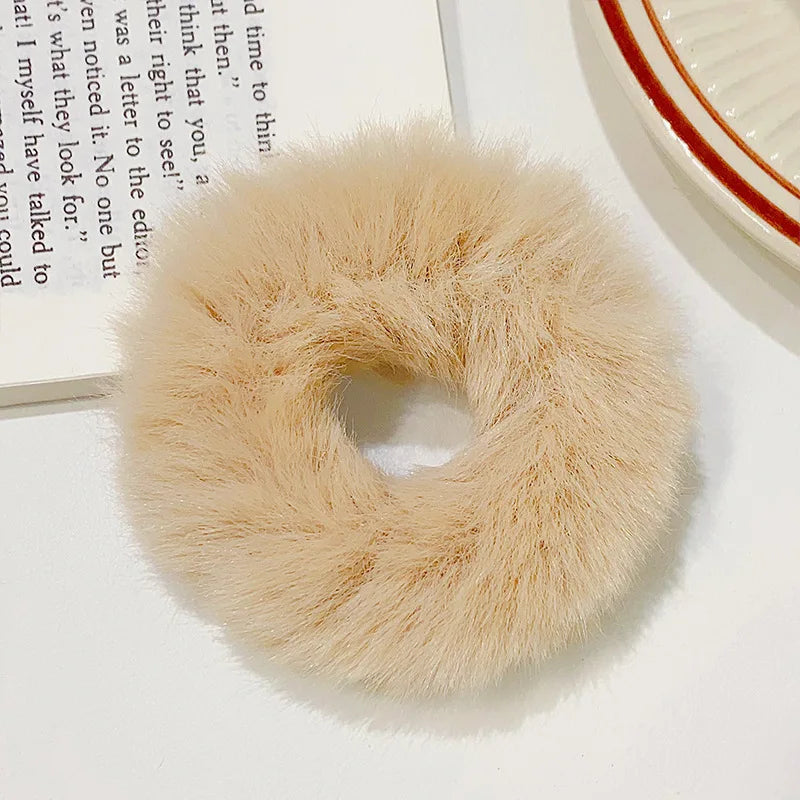 Fluffy Faux Fur Scrunchie Hair Band with Thick and Thin Options