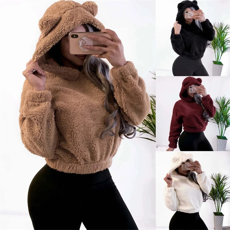 Bear Ear Long Sleeve Pullover Casual Hoodie for Layering