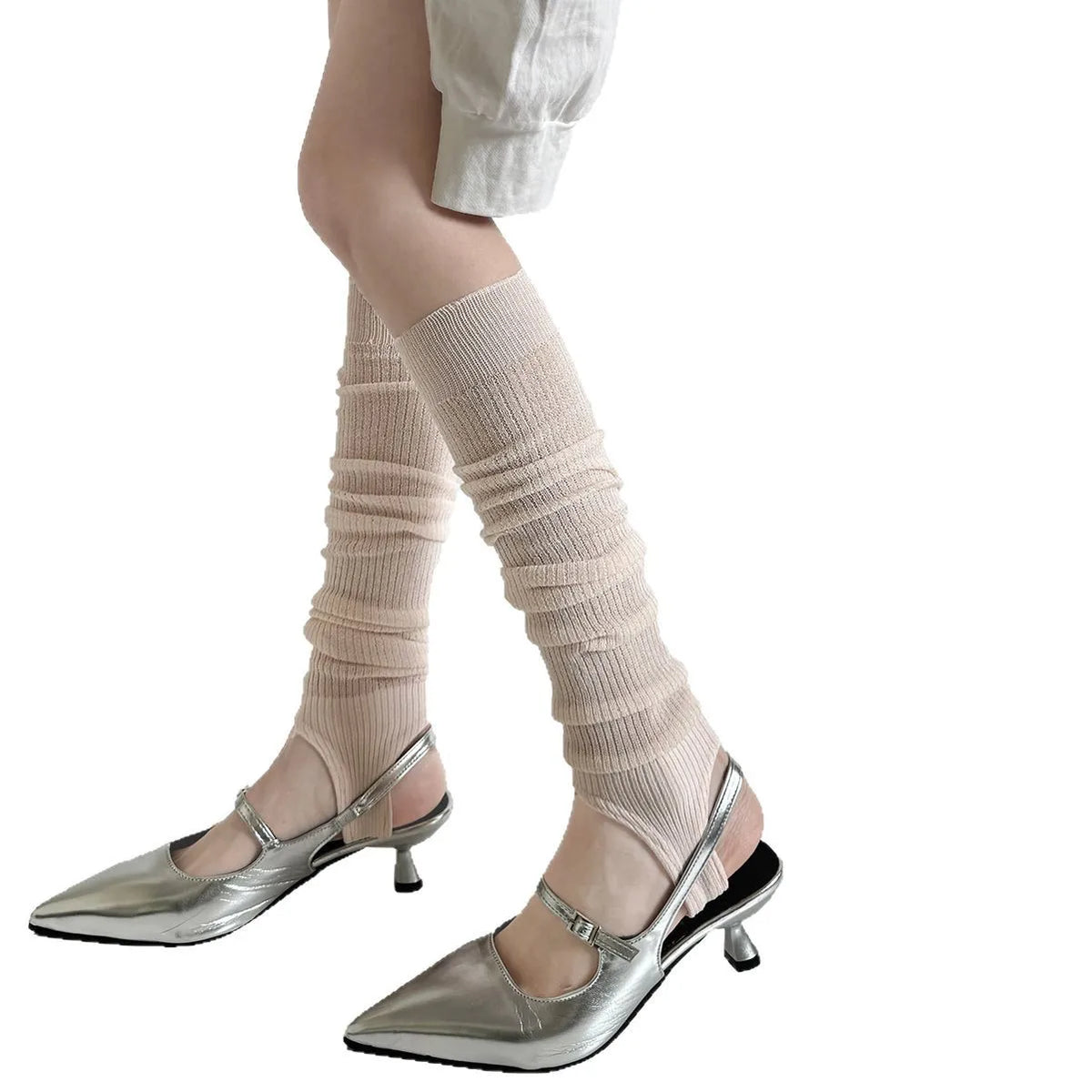 Solid Ribbed Leg Warmers with Slouchy Calf Shape