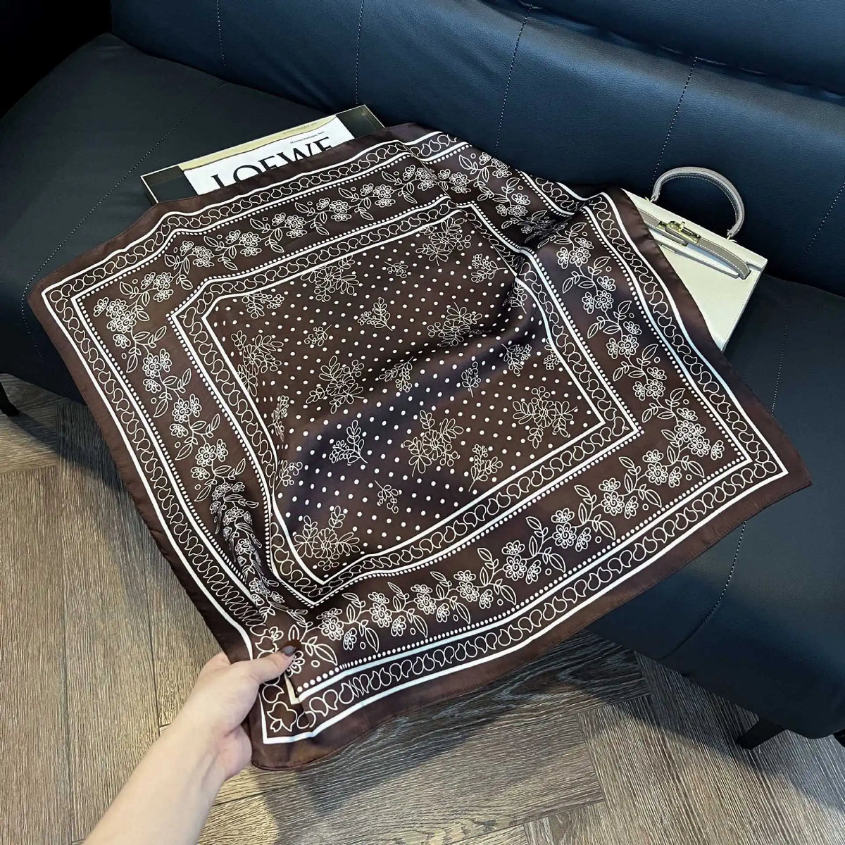 Patterned Square Scarf with Paisley and Houndstooth Style Options