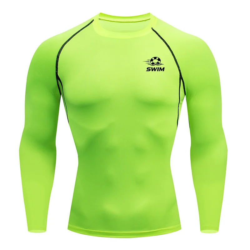 Men's Printed Long Sleeve Rash Guard for Swimming and Surfing