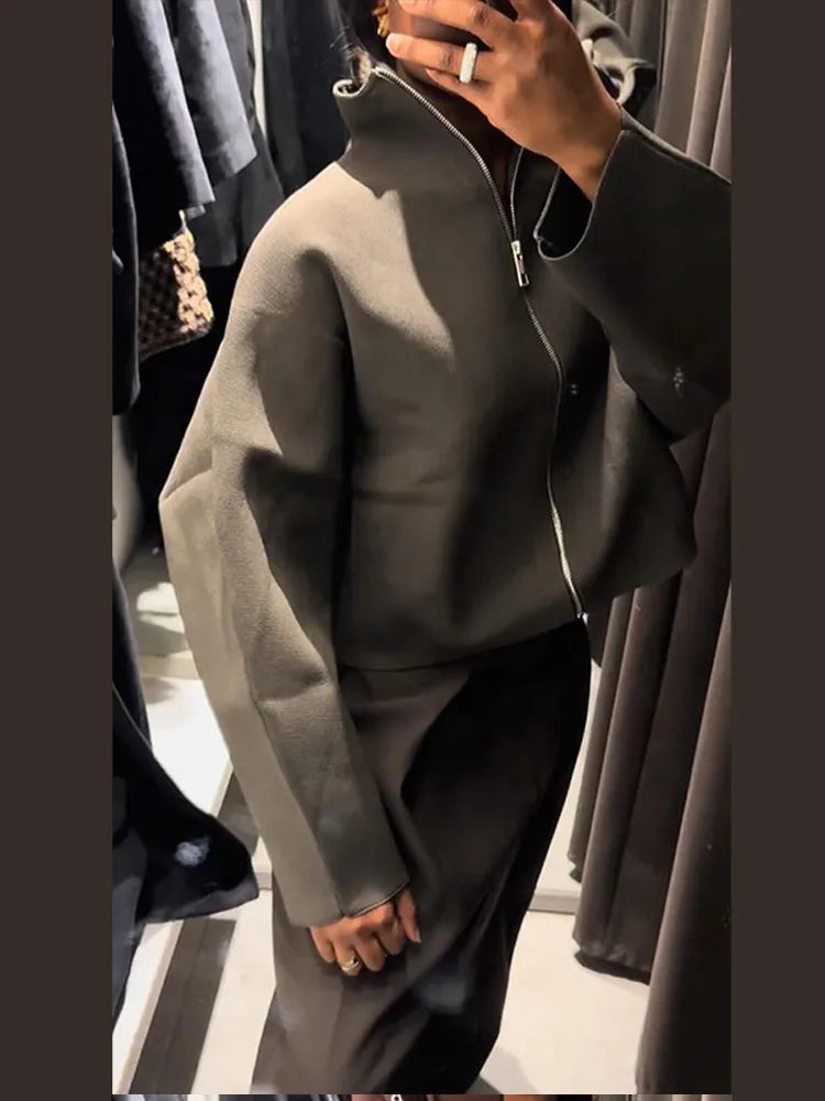 Women's Stand-Collar Zip-Front Jacket