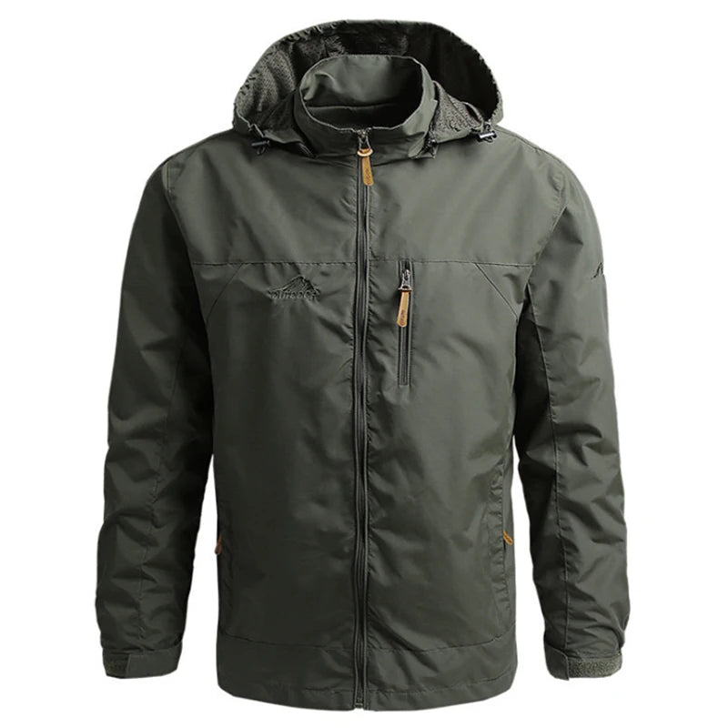 Hooded Long Sleeve Full Zip Outdoor Hiking Jacket with Pockets