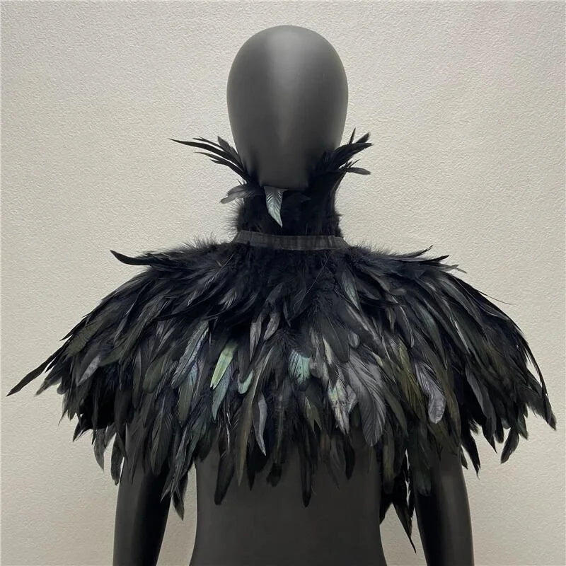 Layered Feather Shoulder Cape for Layering over Outfits