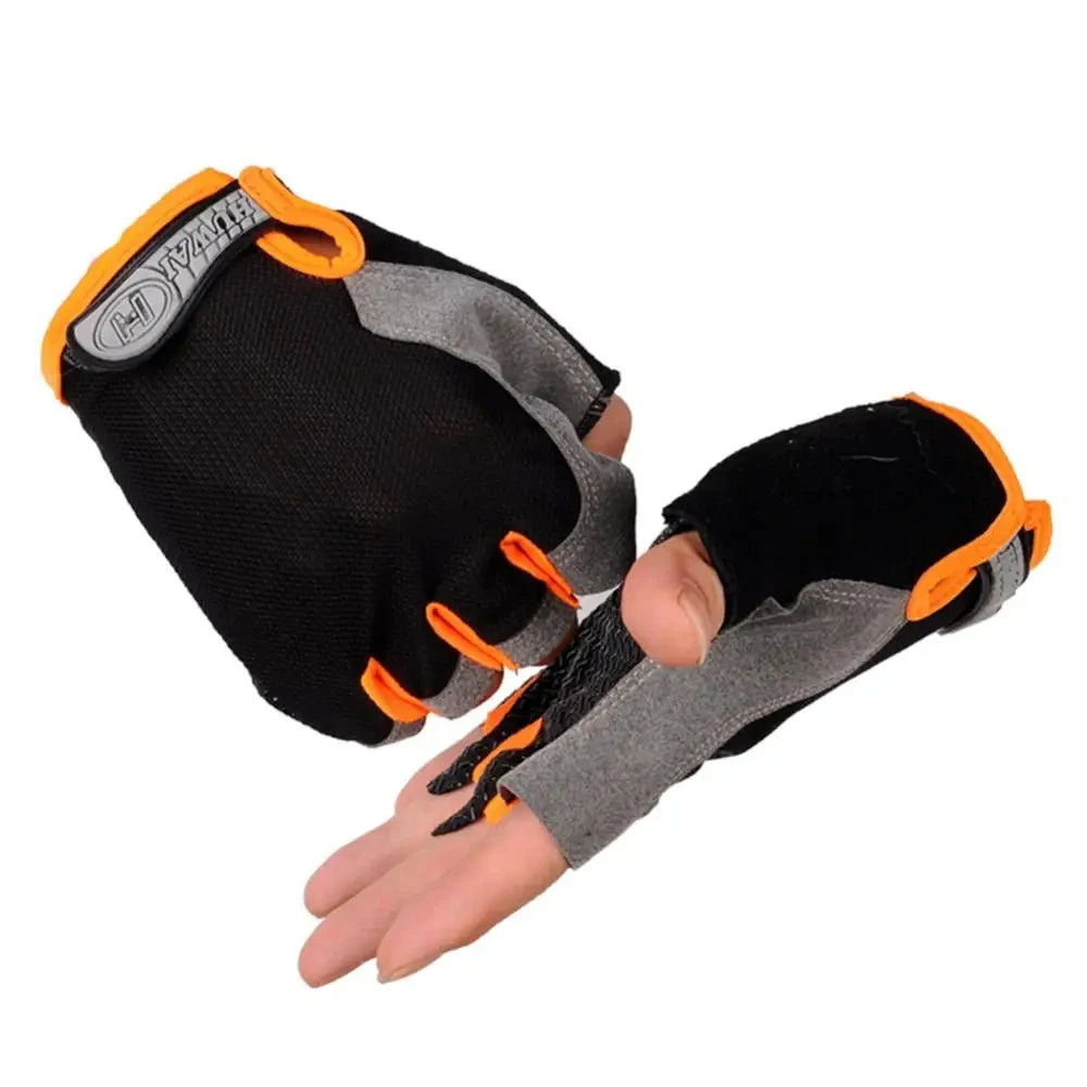 Fingerless Cycling Gloves with Short Cuffs and Palm Panels
