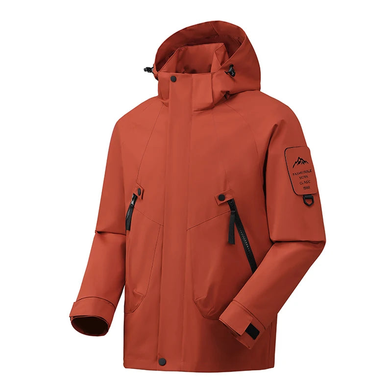 Hooded Long Sleeve Full Zip Outdoor Hiking Jacket with Pockets