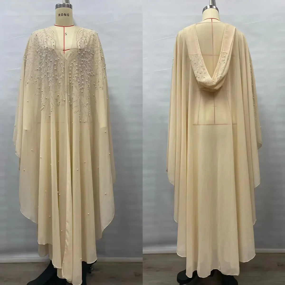 Embellished Sheer Hooded Cape for Layering over Outfits