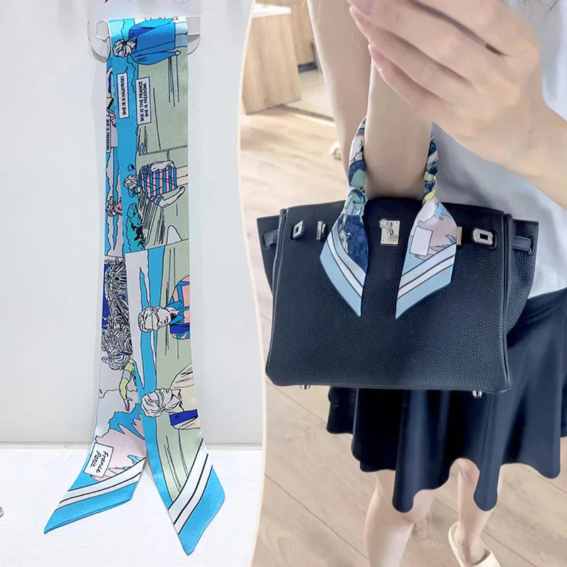 Printed Skinny Scarf for Neck and Bag Handle Styling