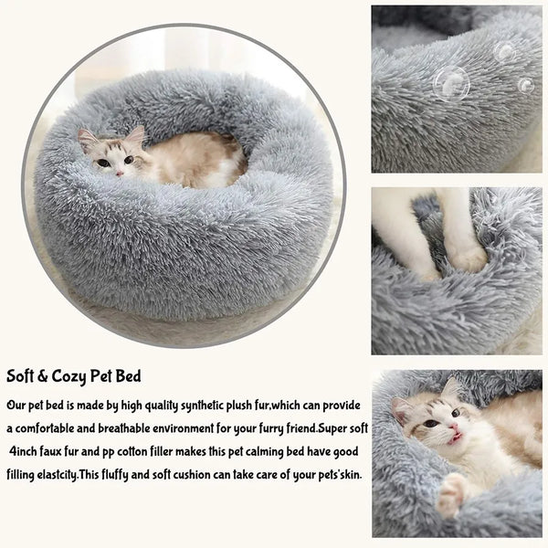 Round Cat Bed House Plush Pet Bed for Cat Dog Warm Soft Pet Deep Sleeping Nest Cat Basket Soft Puppy Cushion Kennel Pet Supplies