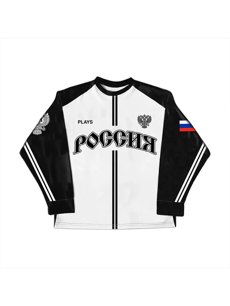 Russia Inspired Graphic Long Sleeve Jacket For Sports Outfits