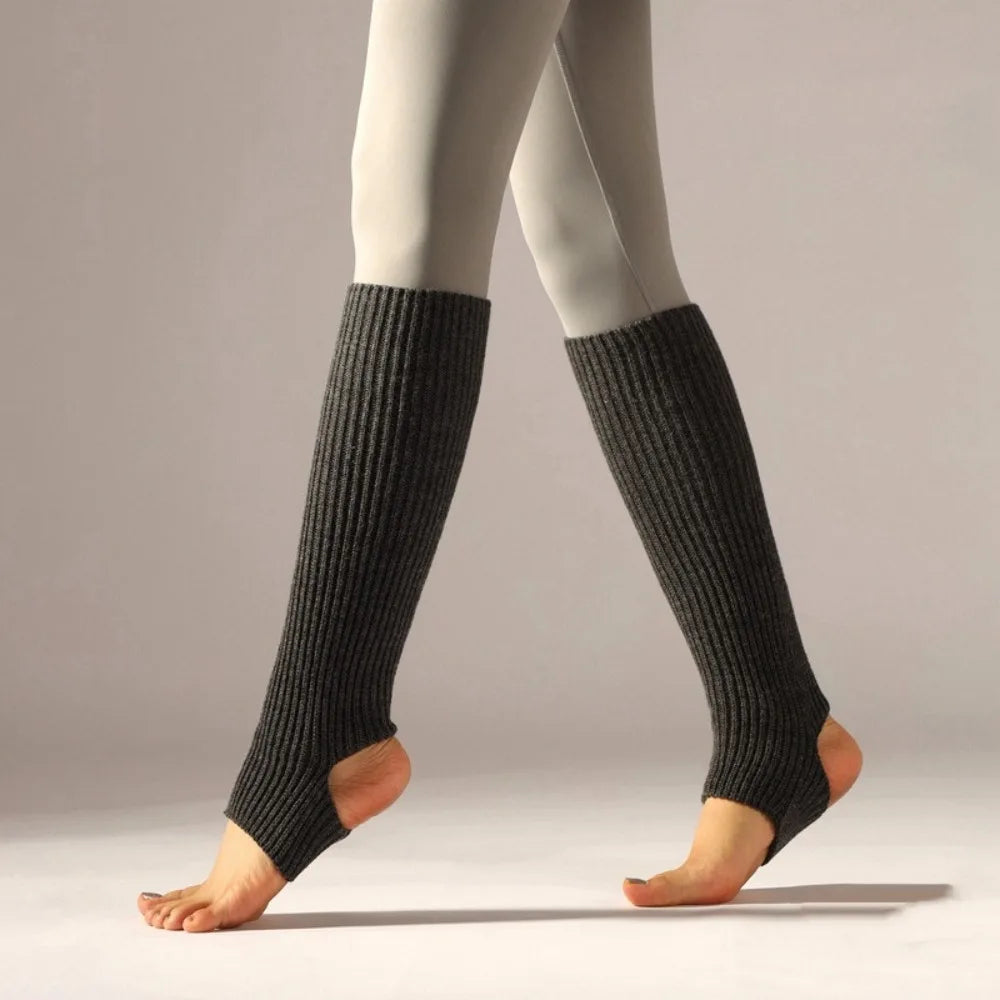 Ribbed Dance Leg Warmers with Open Heel Stirrup Shape