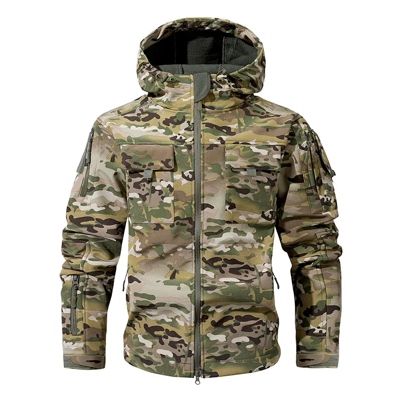 Men's Hooded Camouflage Softshell Jacket