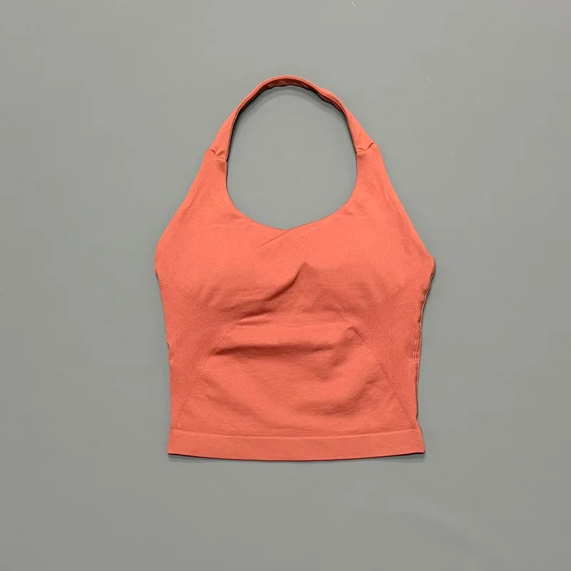 Women's Halter Neck Longline Fitted Tank Top For Workout Outfits