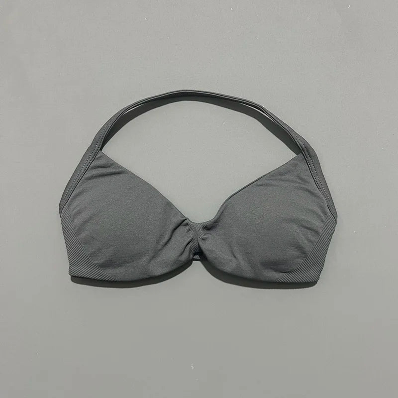 Women's Ruched Halter Neck Sports Bra