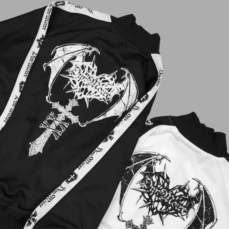 Graphic Long Sleeve Full Zip Casual Hoodie for Layering