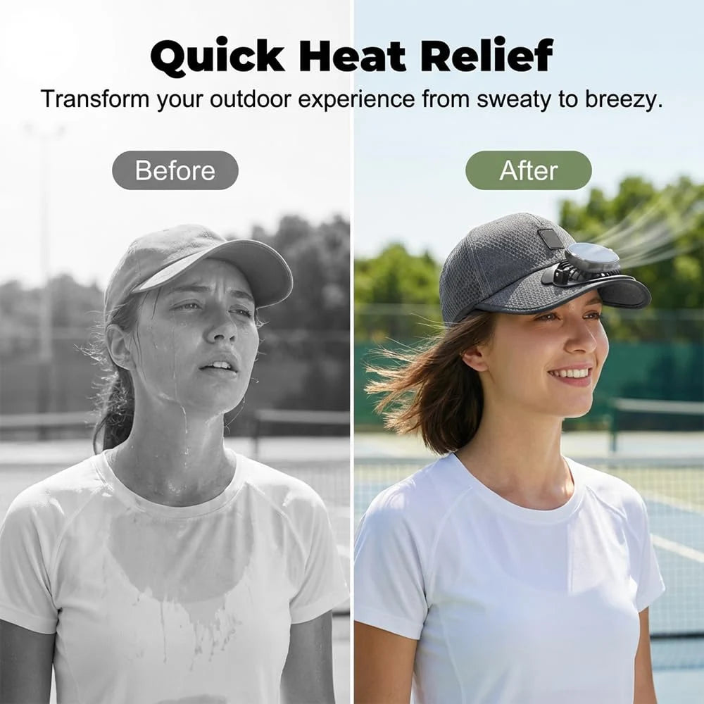 Mesh Baseball Cap with Built In Fan and Adjustable Back