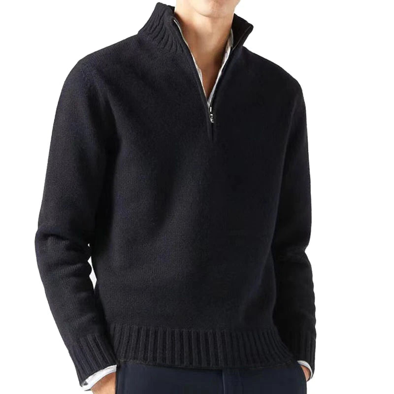 Men's Quarter Zip Long Sleeve Knit Sweater