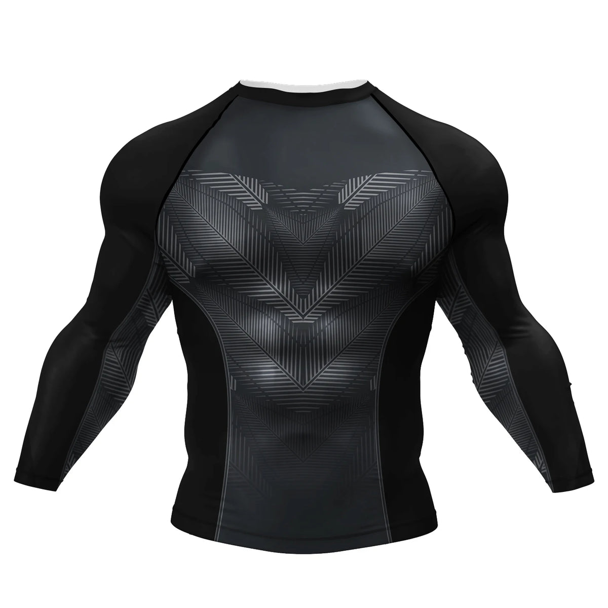 Tattoo Graphic Long Sleeve Mock Neck Fitted Rash Guard